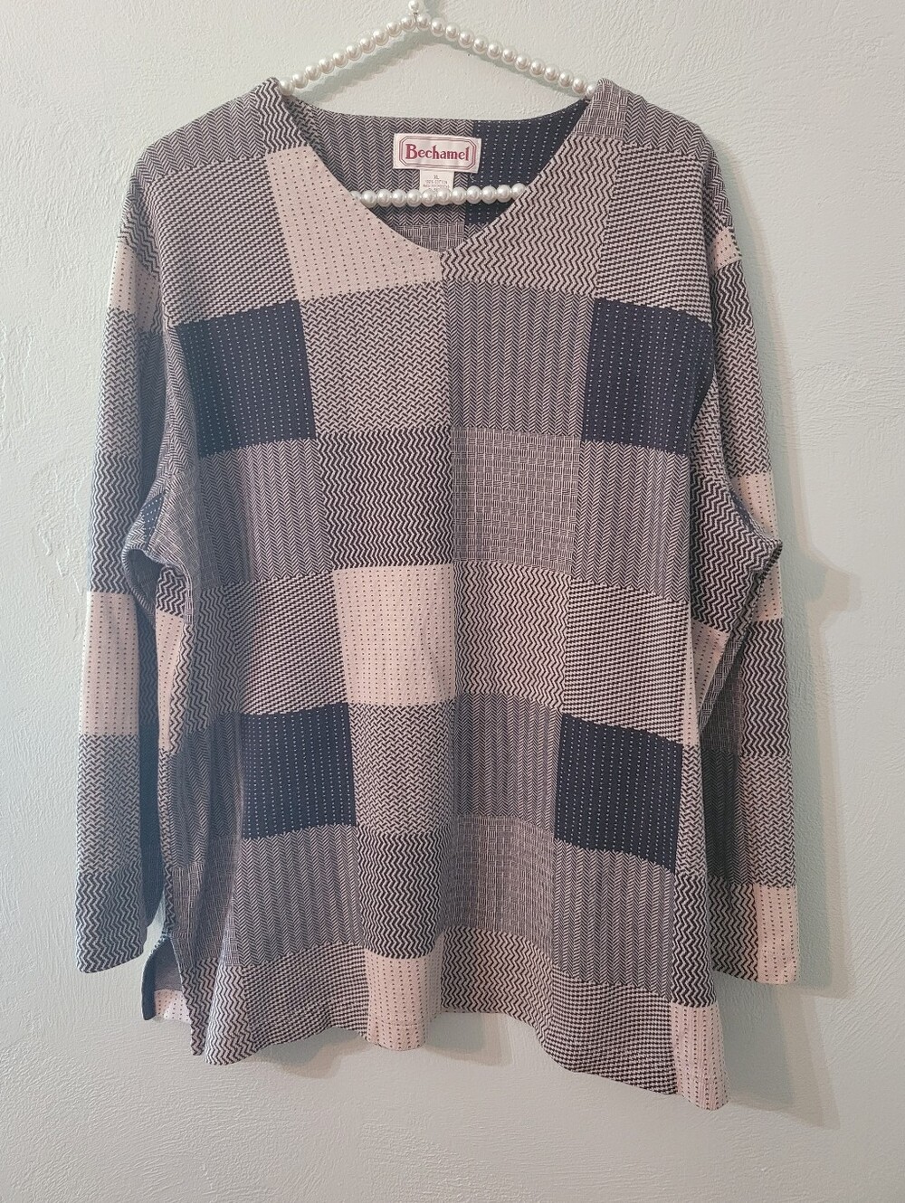 Bechamel Vintage Rare Patch 100% Cotton Sweater Size XL